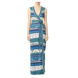 DVF Yahzi Maxi Wrap Color-block Sleeveless Dress US 8